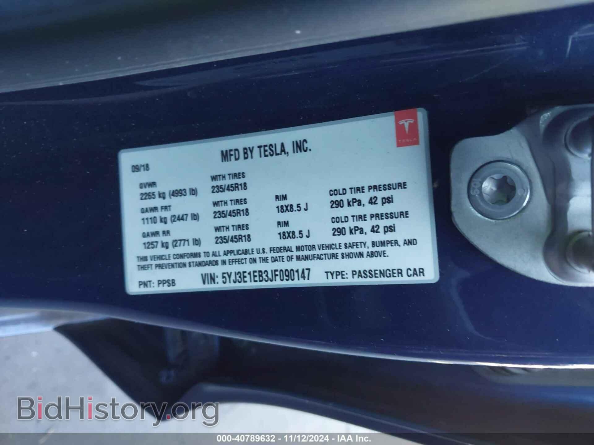 2018 TESLA MODEL 3 - VIN: 5YJ3E1EB3JF090147 - Photo 9