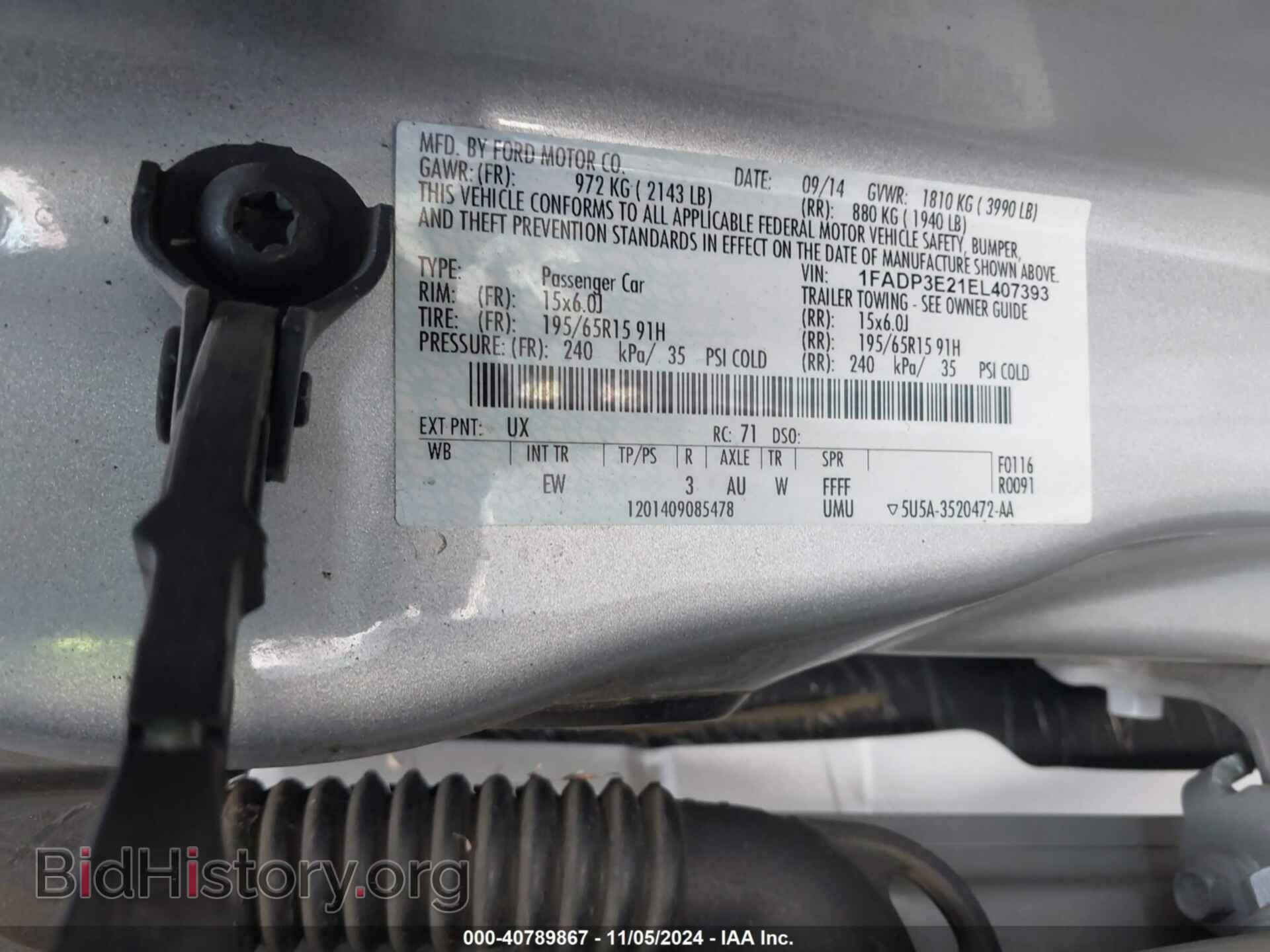 2014 FORD FOCUS - VIN: 1FADP3E21EL407393 - Фото 9