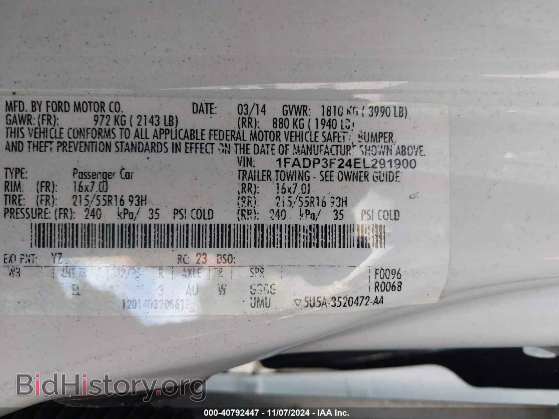 2014 FORD FOCUS - VIN: 1FADP3F24EL291900 - Фото 9