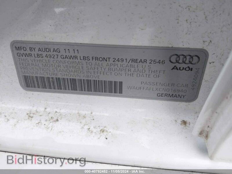 2012 Audi A4 (VIN WAUFFAFLXCN016940) — фото 9 из 12