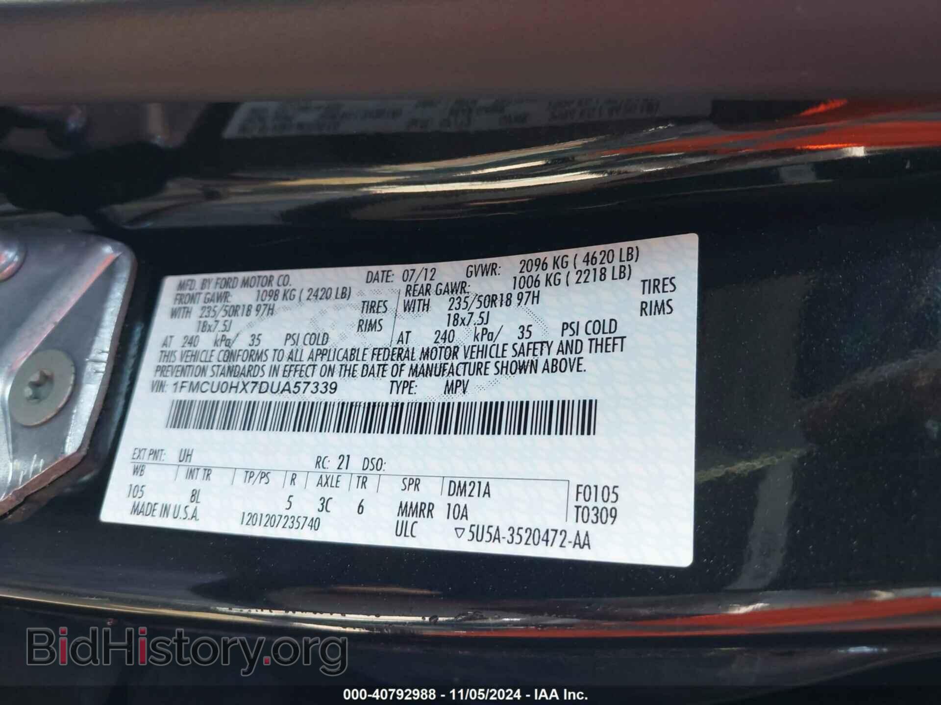 2013 FORD ESCAPE - VIN: 1FMCU0HX7DUA57339 - Фото 9
