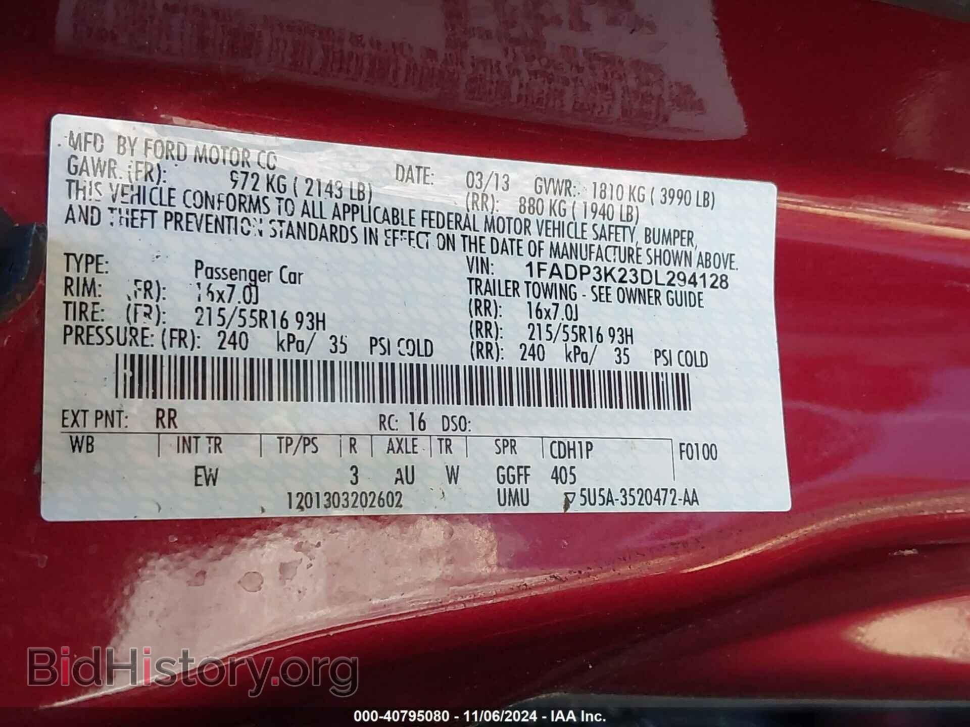 2013 FORD FOCUS - VIN: 1FADP3K23DL294128 - Фото 9