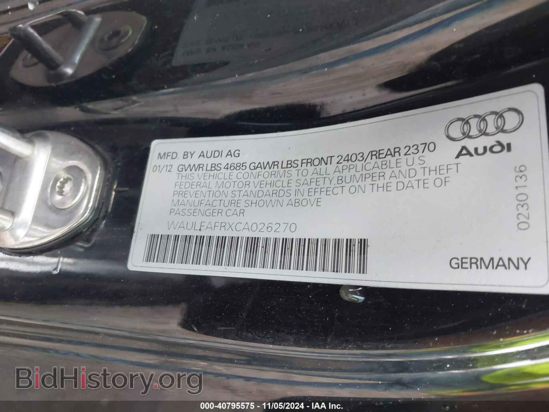 2012 AUDI A5 - VIN: WAULFAFRXCA026270 - Фото 9