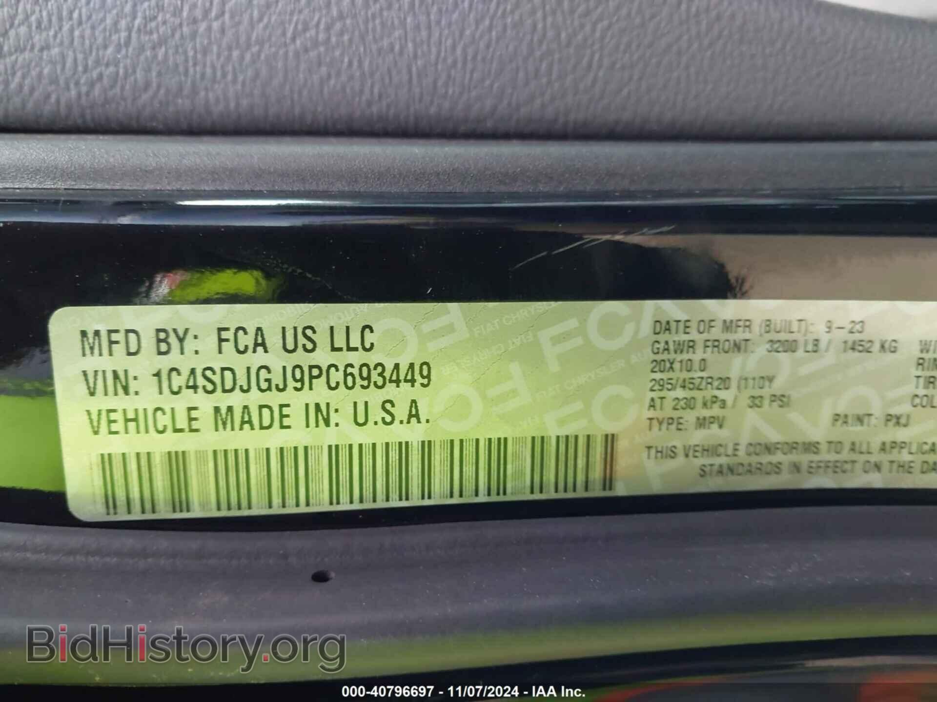 2023 DODGE DURANGO - VIN: 1C4SDJGJ9PC693449 - Фото 9