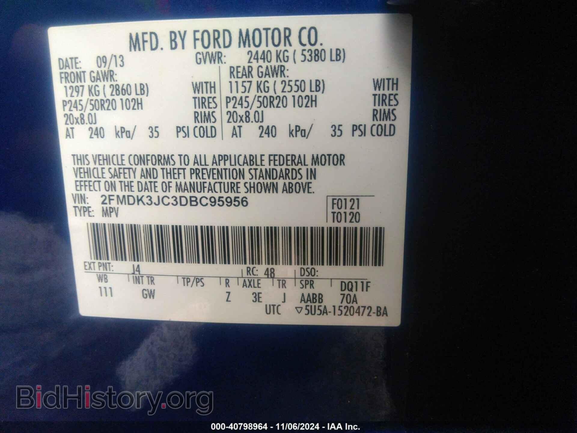 2013 FORD EDGE - VIN: 2FMDK3JC3DBC95956 - Фото 9