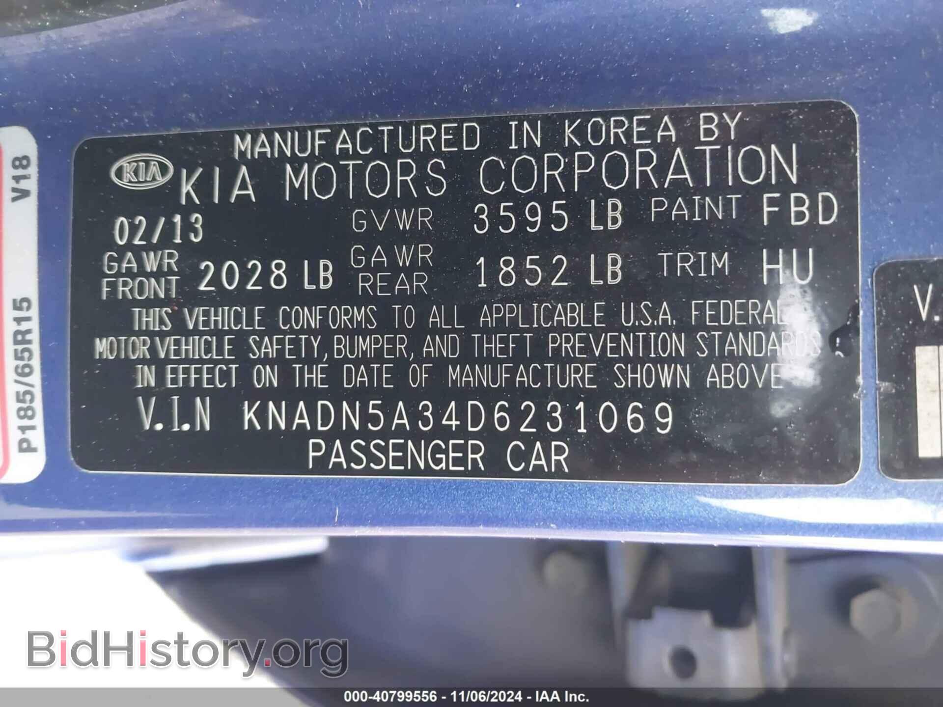 2013 KIA RIO - VIN: KNADN5A34D6231069 - Фото 9