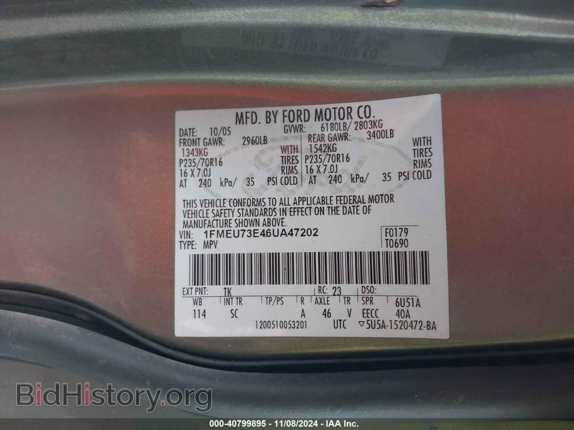 2006 FORD EXPLORER - VIN: 1FMEU73E46UA47202 - Фото 9