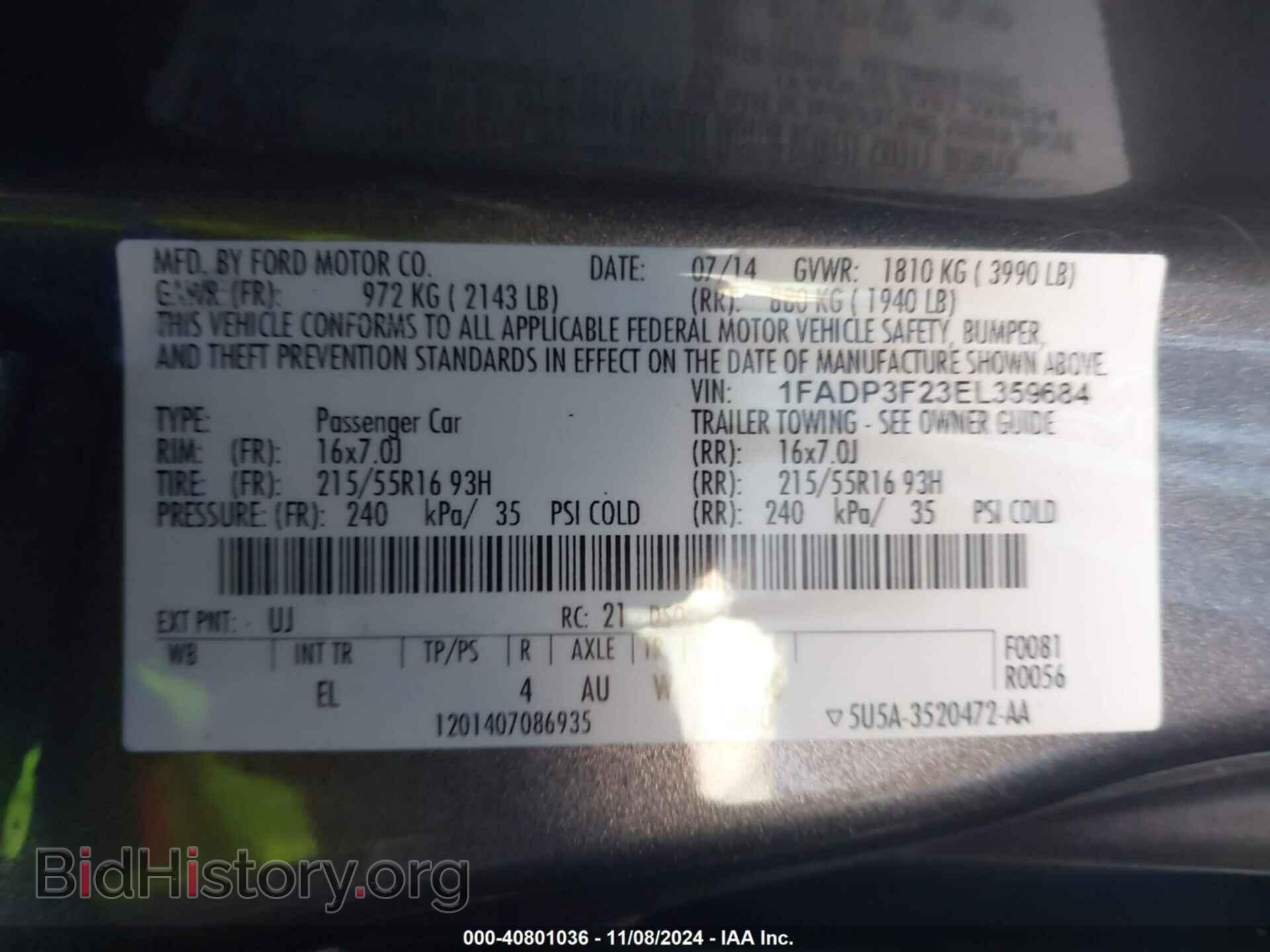 2014 FORD FOCUS - VIN: 1FADP3F23EL359684 - Photo 9