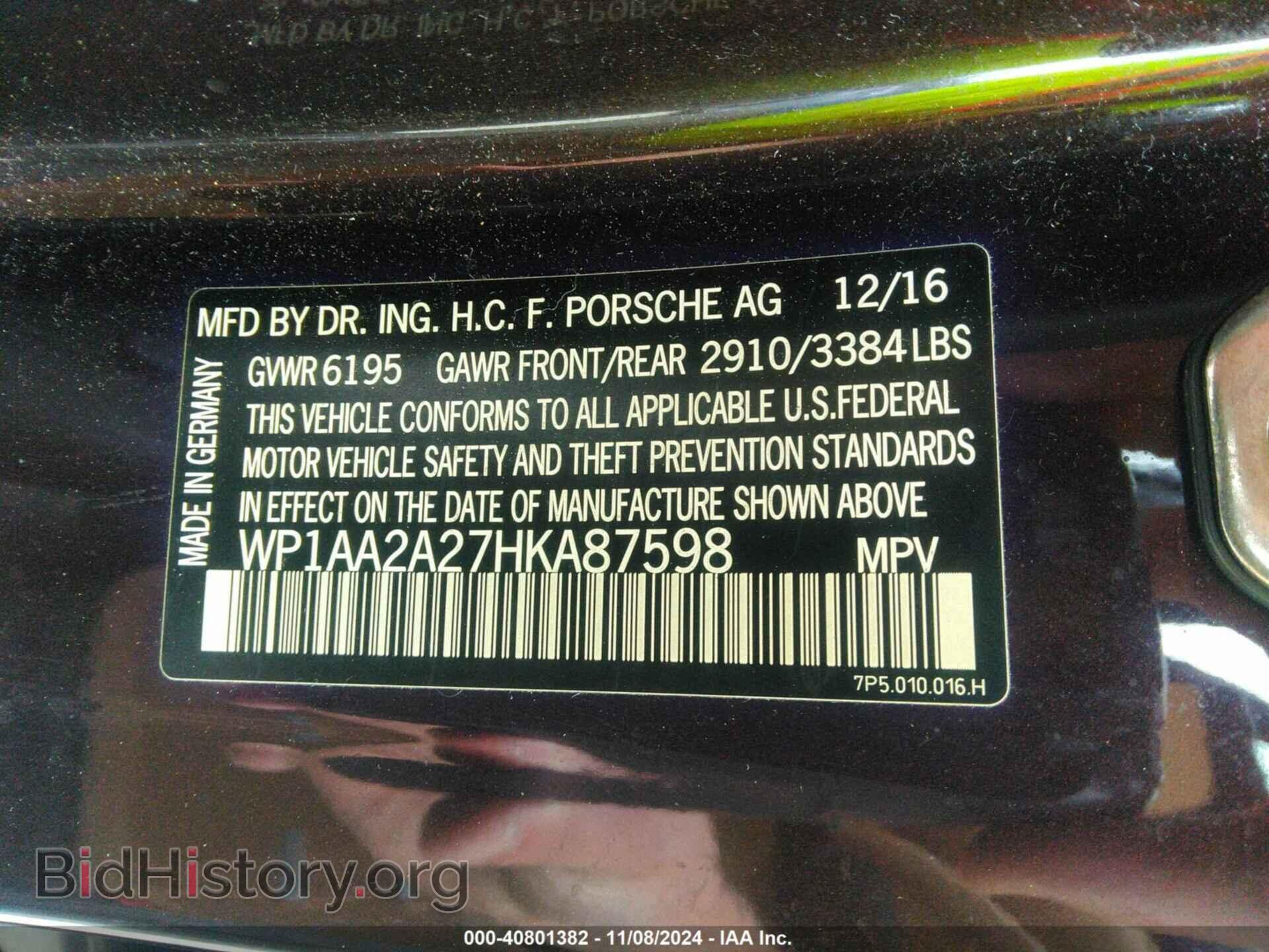 2017 PORSCHE CAYENNE - VIN: WP1AA2A27HKA87598 - Фото 9