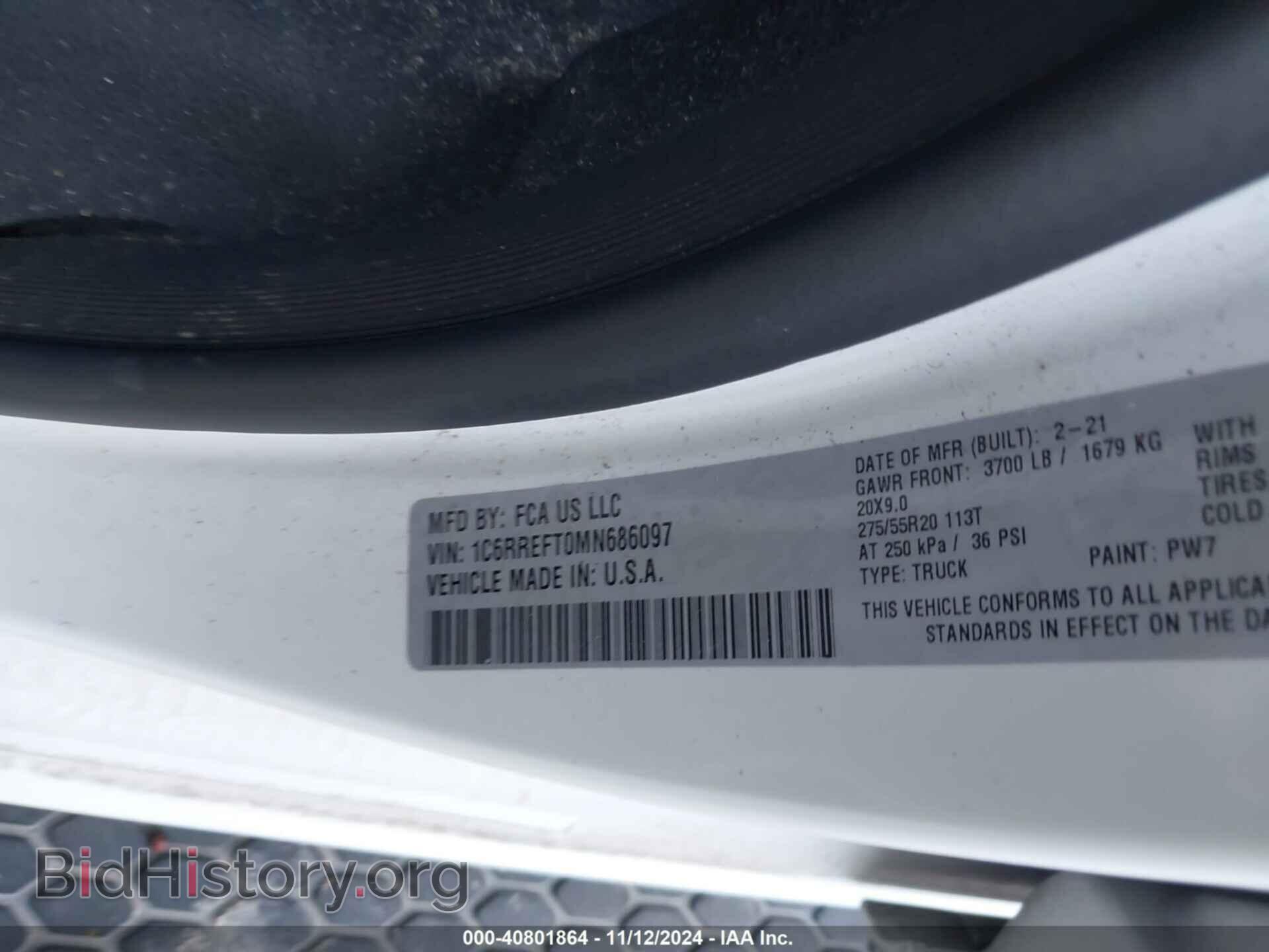 2021 RAM 1500 - VIN: 1C6RREFT0MN686097 - Фото 9