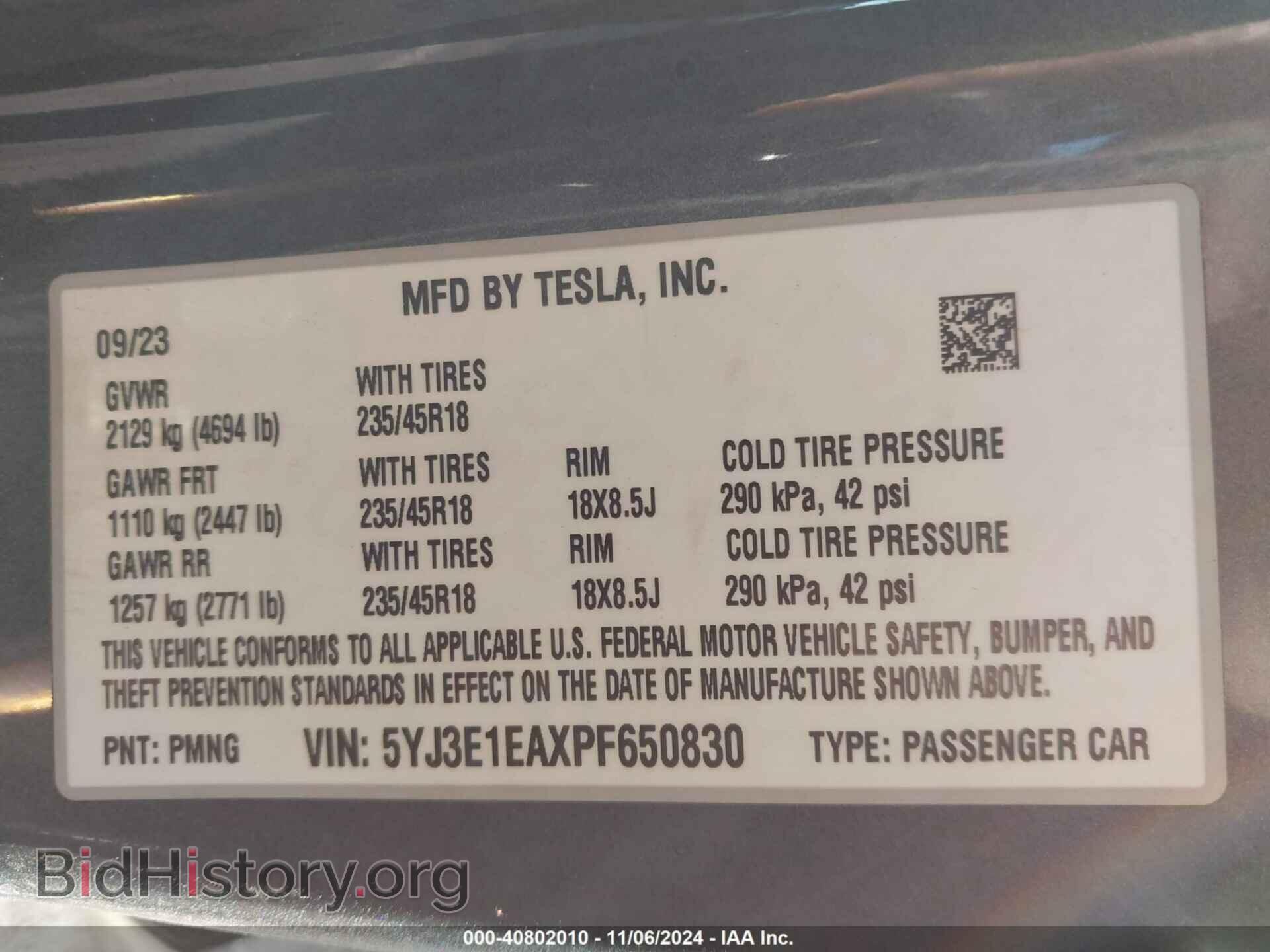 2023 TESLA MODEL 3 - VIN: 5YJ3E1EAXPF650830 - Фото 9