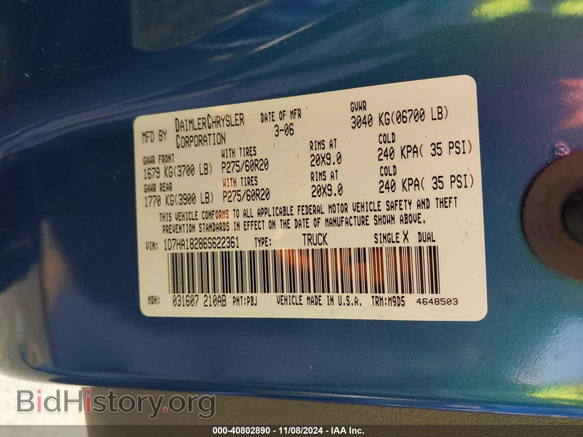 2006 DODGE RAM 1500 - VIN: 1D7HA18286S622361 - Фото 9