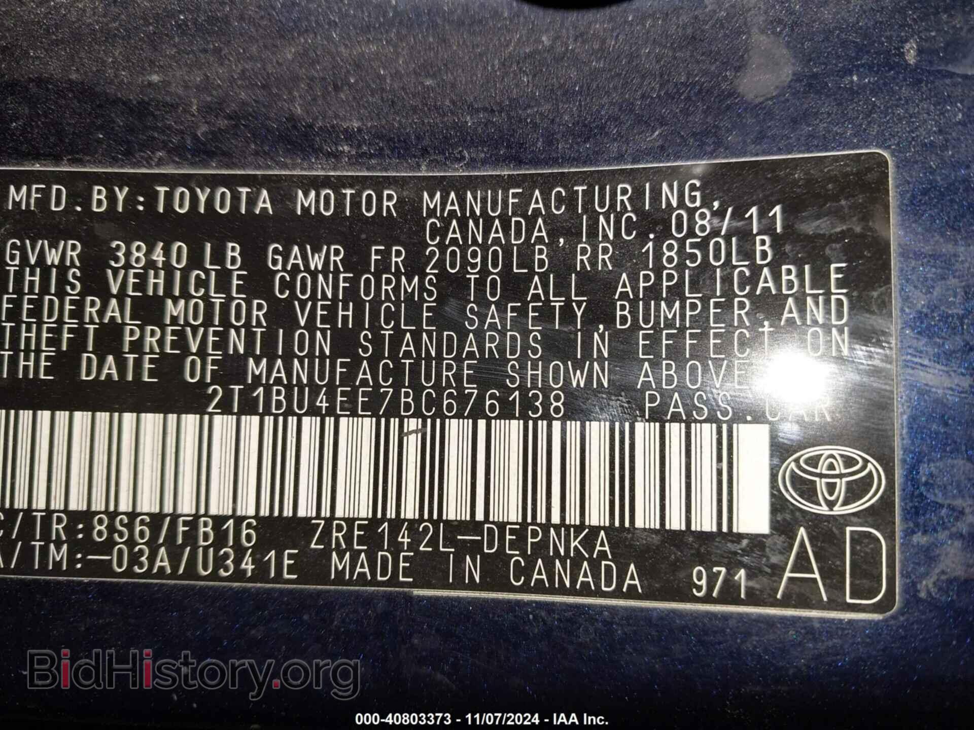 2011 TOYOTA COROLLA - VIN: 2T1BU4EE7BC676138 - Фото 9