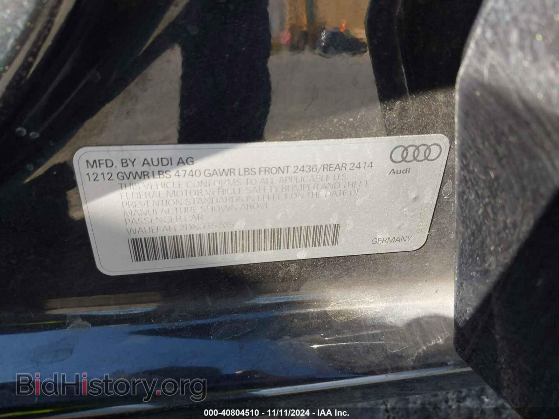 2013 AUDI A4 - VIN: WAUEFAFL2DN035205 - Фото 9