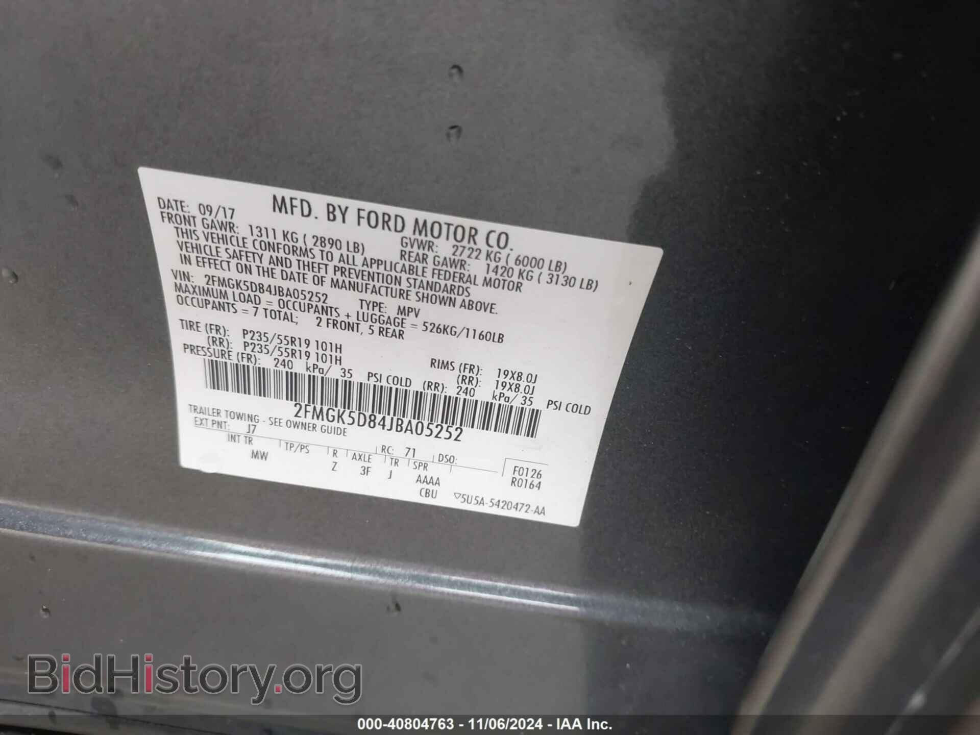 2018 FORD FLEX - VIN: 2FMGK5D84JBA05252 - Photo 9