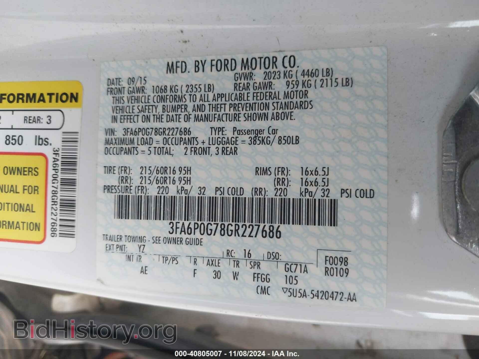 2016 FORD FUSION - VIN: 3FA6P0G78GR227686 - Фото 9