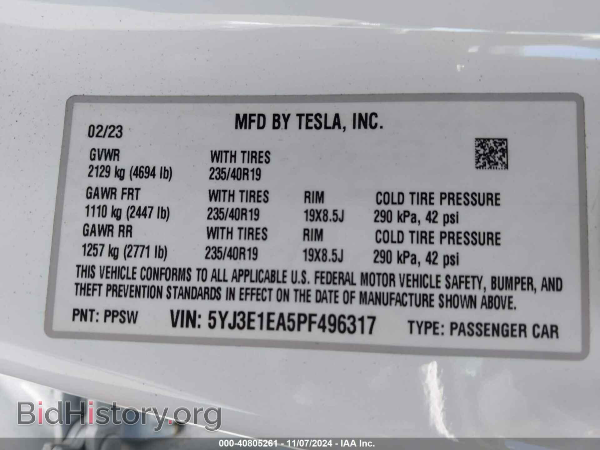 2023 TESLA MODEL 3 - VIN: 5YJ3E1EA5PF496317 - Фото 9