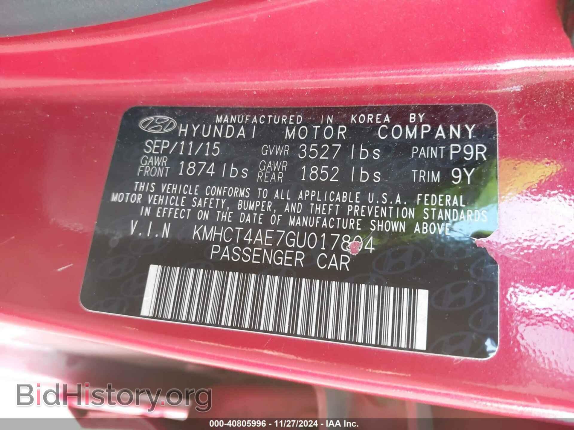 2016 HYUNDAI ACCENT - VIN: KMHCT4AE7GU017804 - Фото 9