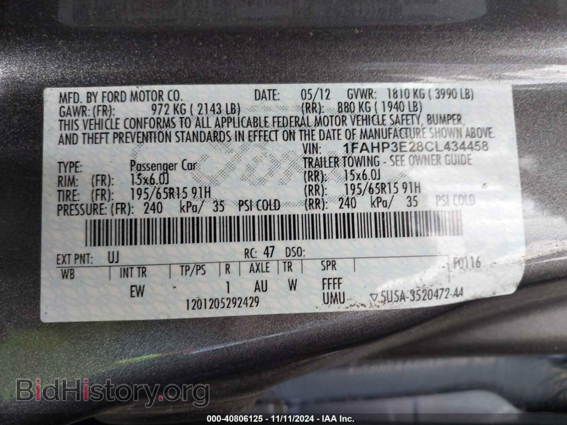 2012 FORD FOCUS - VIN: 1FAHP3E28CL434458 - Фото 9