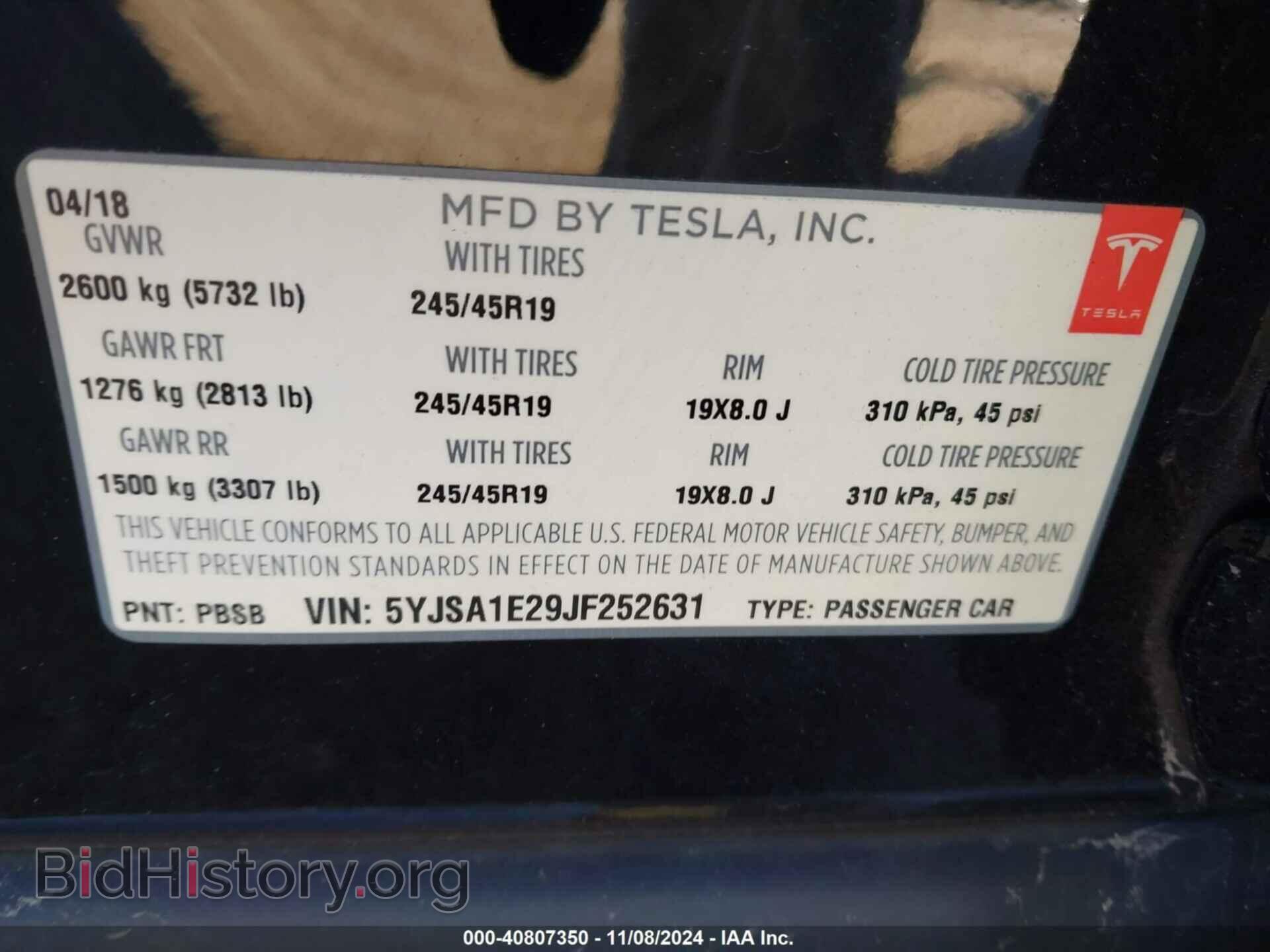 2018 TESLA MODEL S - VIN: 5YJSA1E29JF252631 - Photo 9