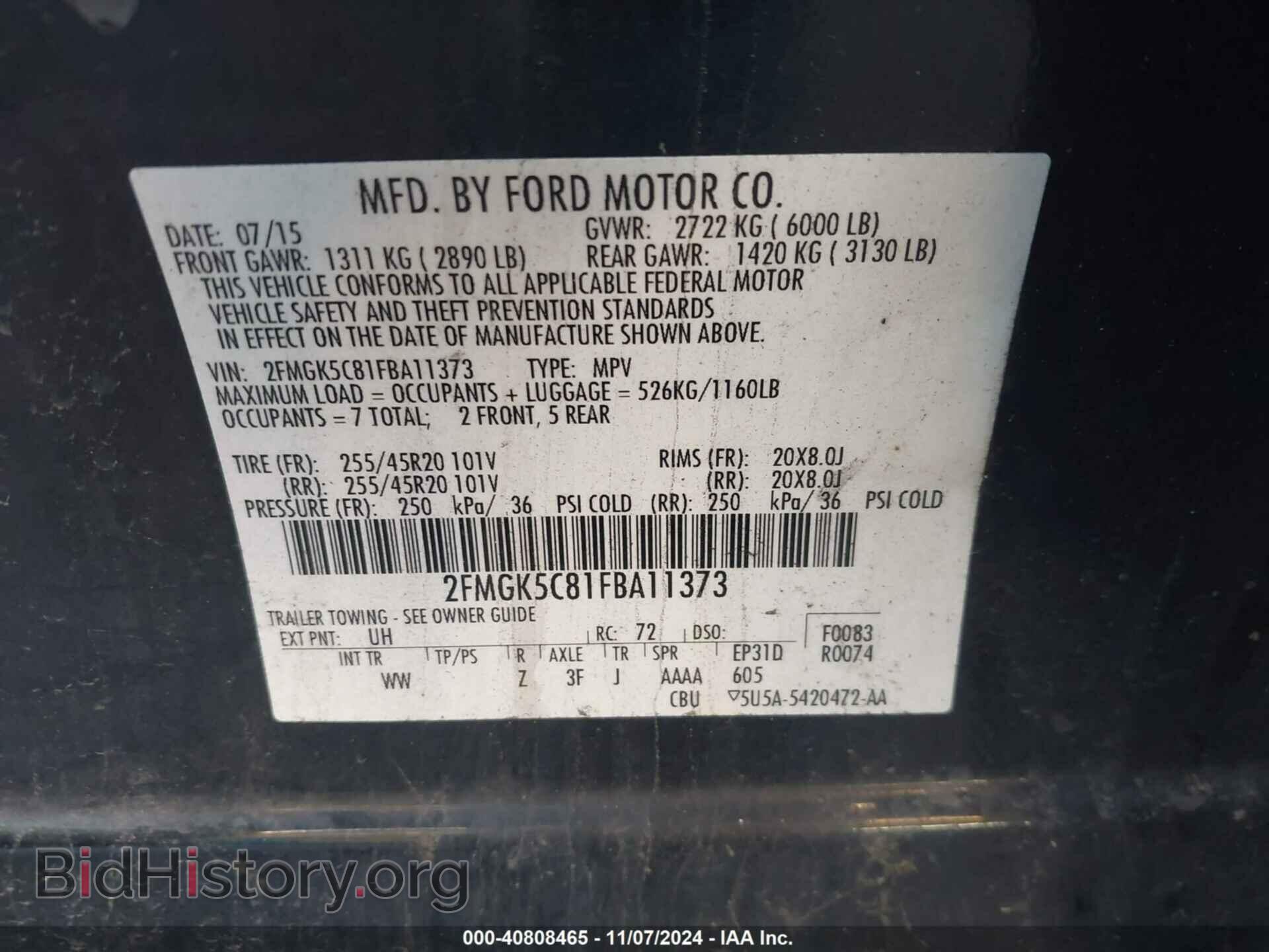 2015 FORD FLEX - VIN: 2FMGK5C81FBA11373 - Photo 9