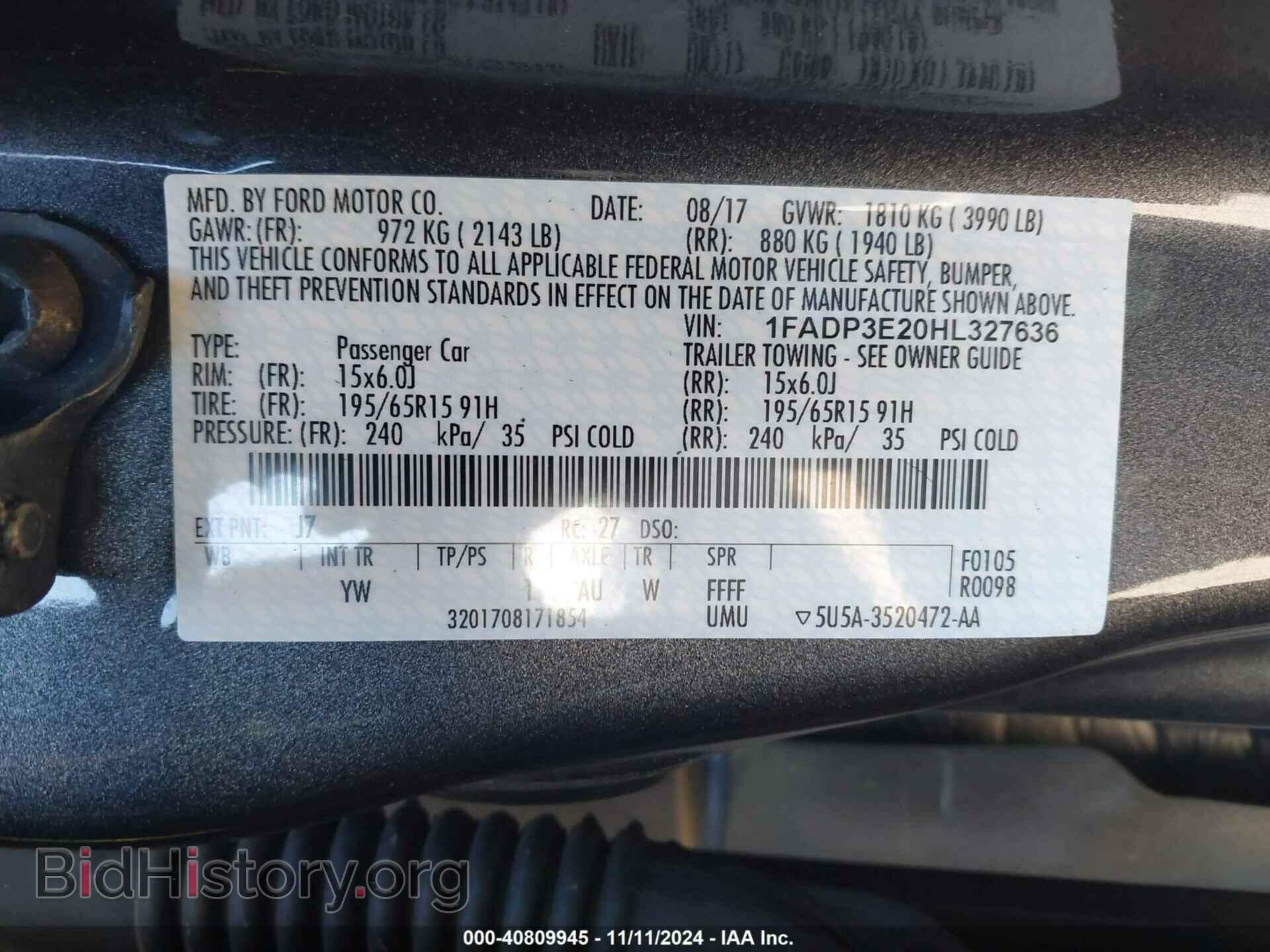 2017 FORD FOCUS - VIN: 1FADP3E20HL327636 - Фото 9