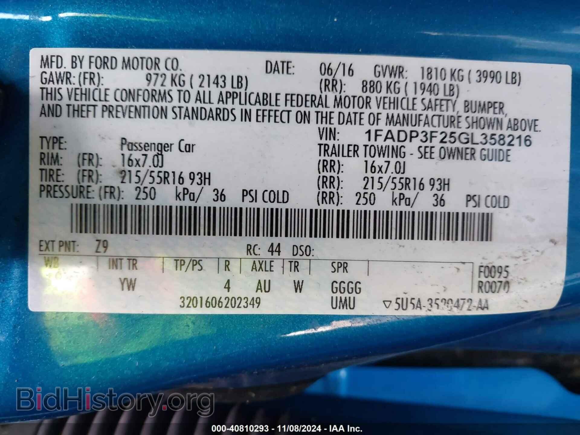 2016 FORD FOCUS - VIN: 1FADP3F25GL358216 - Фото 9