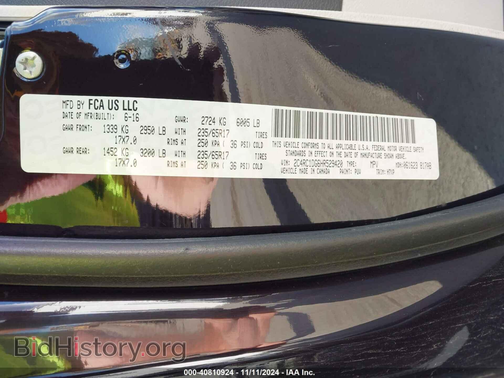 2017 CHRYSLER PACIFICA - VIN: 2C4RC1DG6HR529420 - Фото 9
