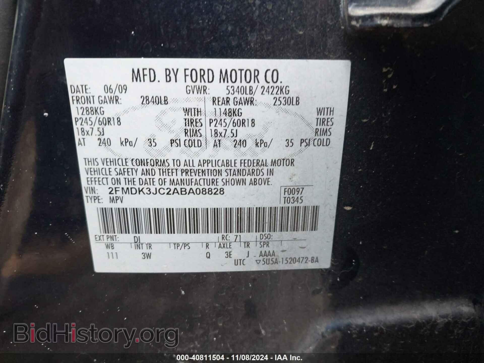 2010 FORD EDGE - VIN: 2FMDK3JC2ABA08828 - Photo 9