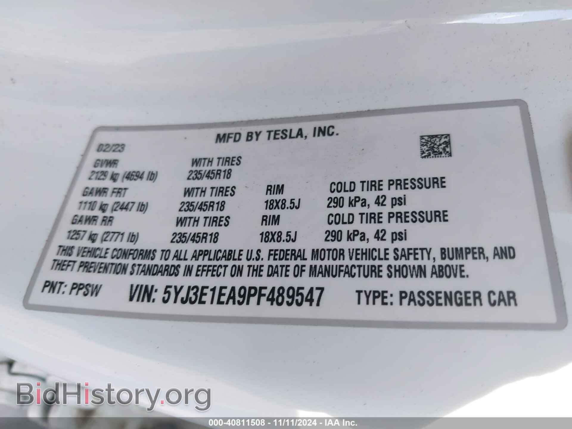 2023 TESLA MODEL 3 - VIN: 5YJ3E1EA9PF489547 - Фото 9