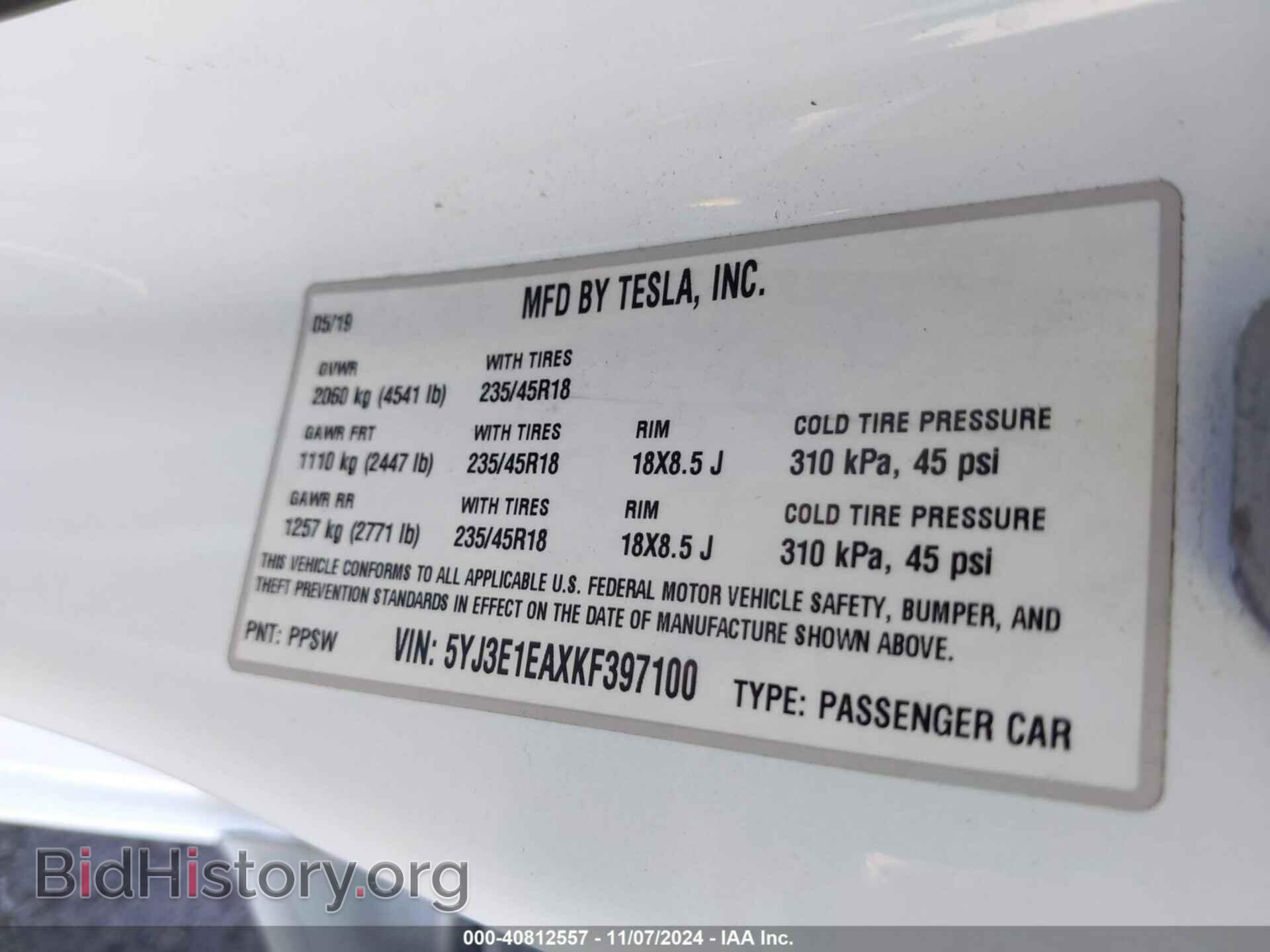2019 TESLA MODEL 3 - VIN: 5YJ3E1EAXKF397100 - Photo 9