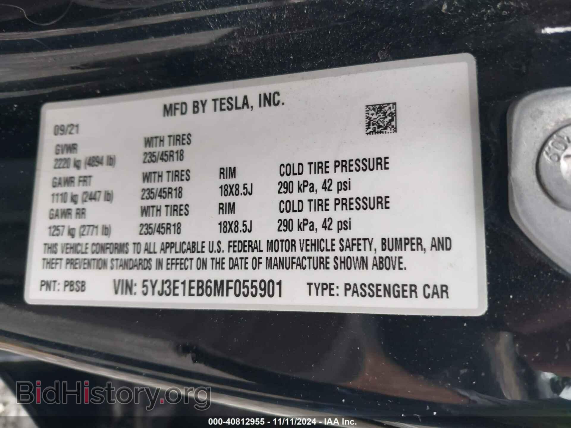 2021 TESLA MODEL 3 - VIN: 5YJ3E1EB6MF055901 - Фото 9