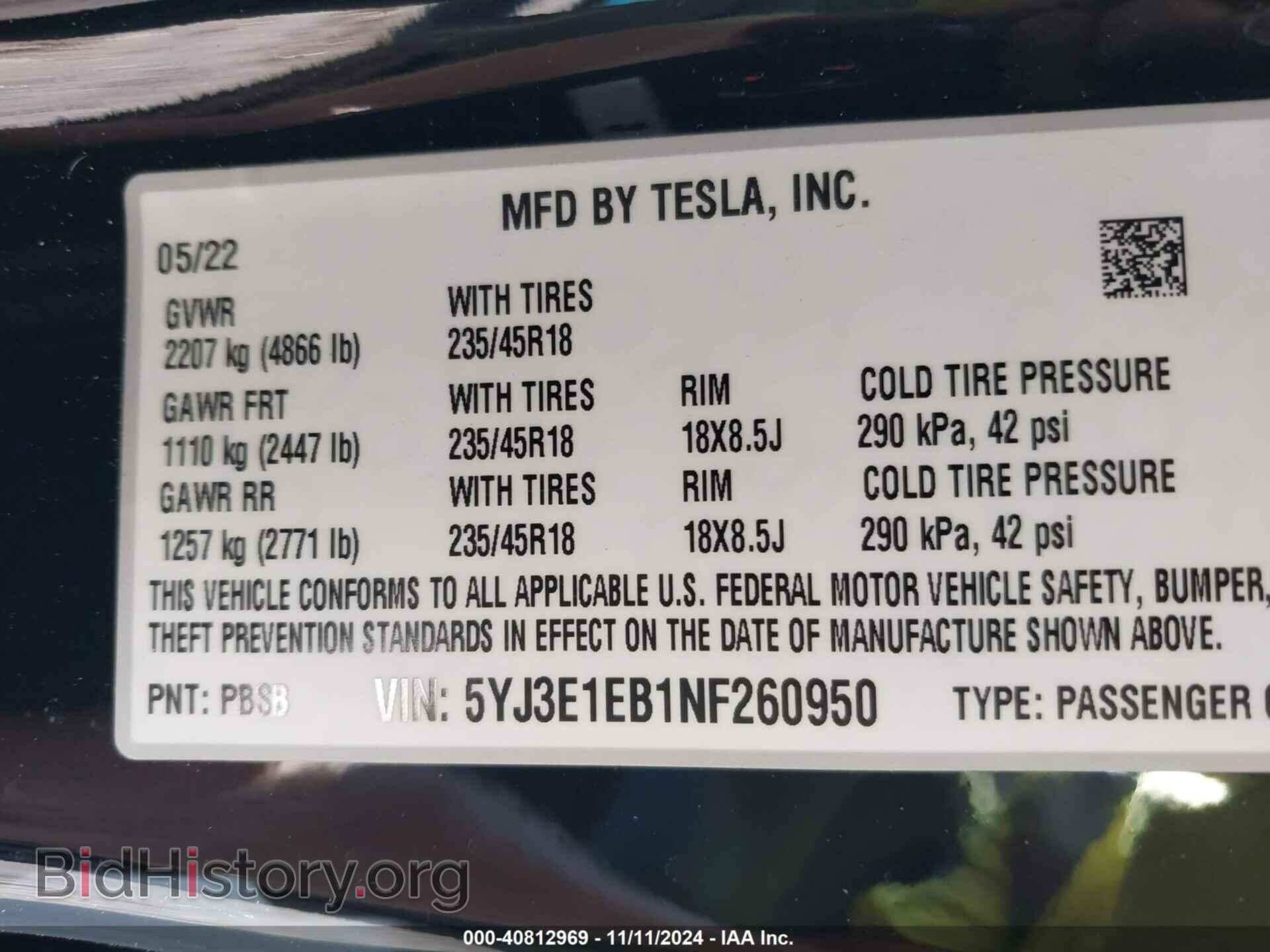 2022 TESLA MODEL 3 - VIN: 5YJ3E1EB1NF260950 - Фото 9