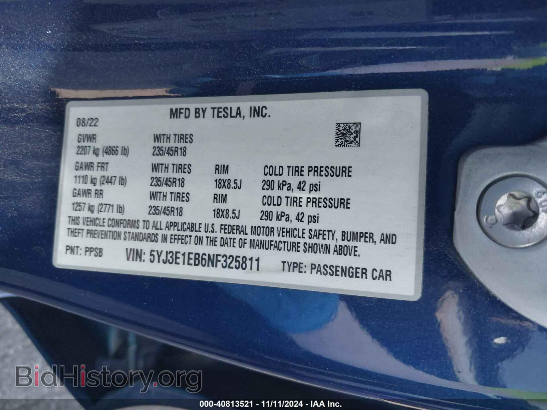 2022 TESLA MODEL 3 - VIN: 5YJ3E1EB6NF325811 - Фото 9