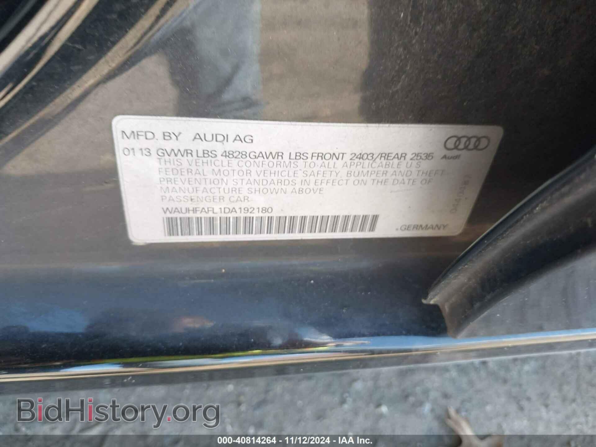 2013 AUDI A4 - VIN: WAUHFAFL1DA192180 - Фото 9