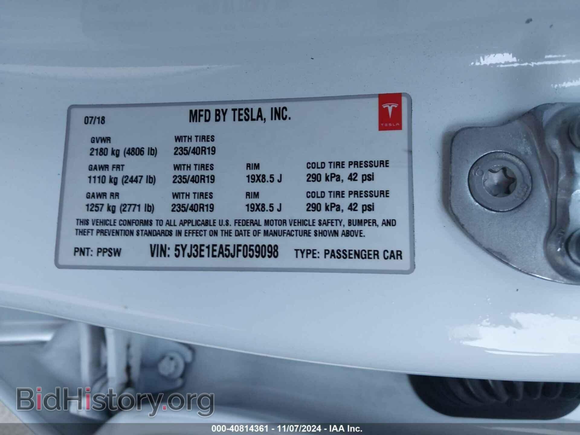 2018 TESLA MODEL 3 - VIN: 5YJ3E1EA5JF059098 - Фото 9