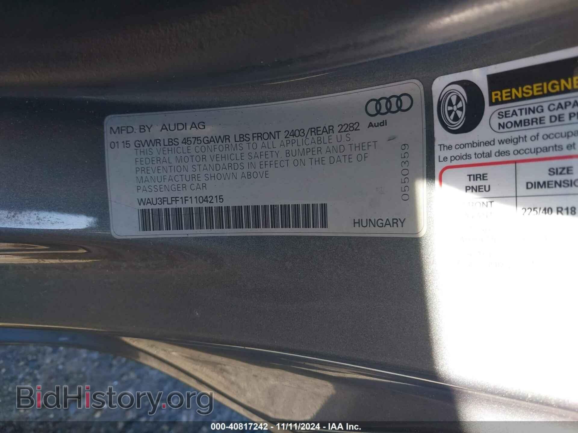 2015 AUDI A3 - VIN: WAU3FLFF1F1104215 - Фото 9