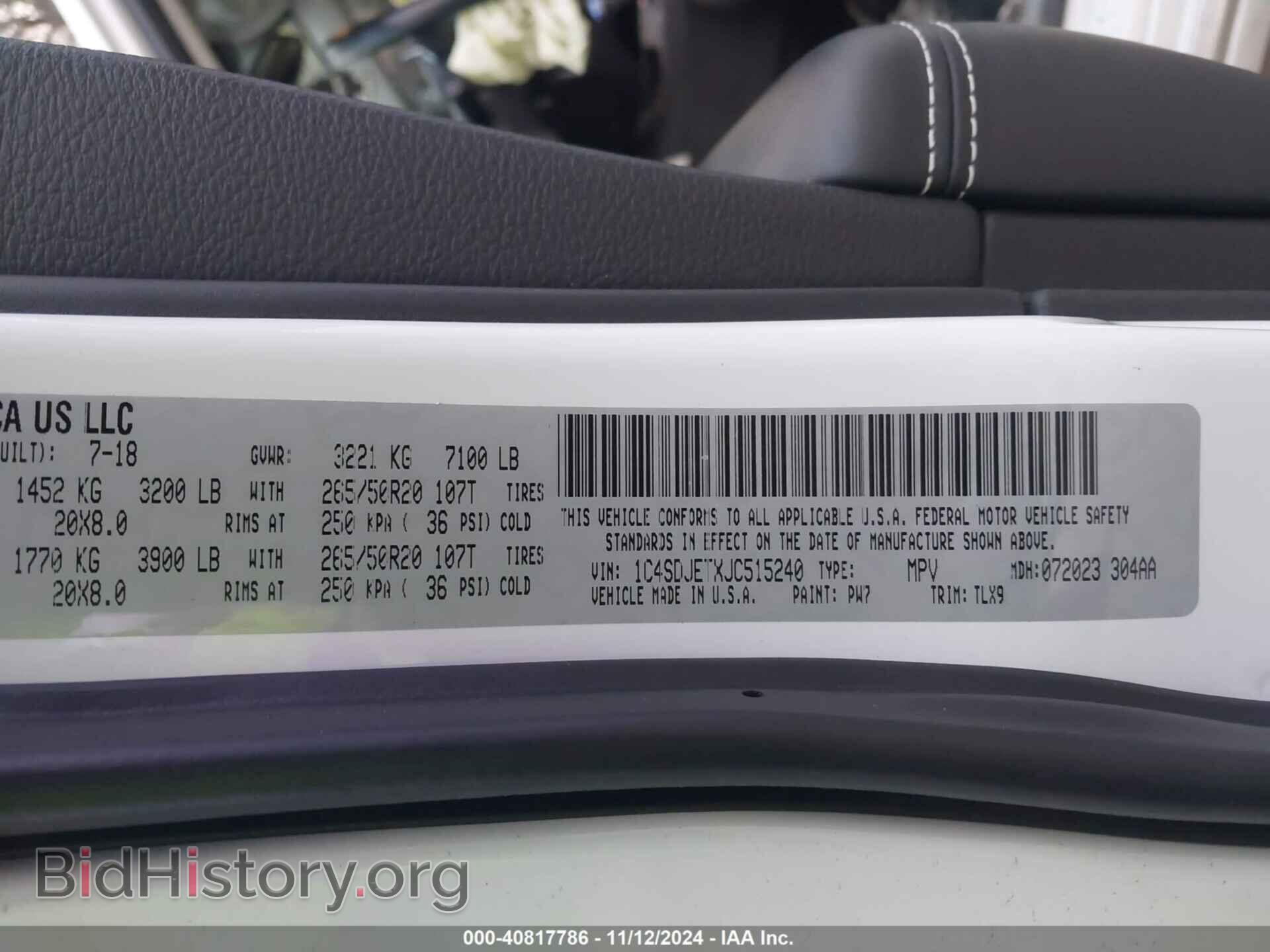 2018 DODGE DURANGO - VIN: 1C4SDJETXJC515240 - Фото 9