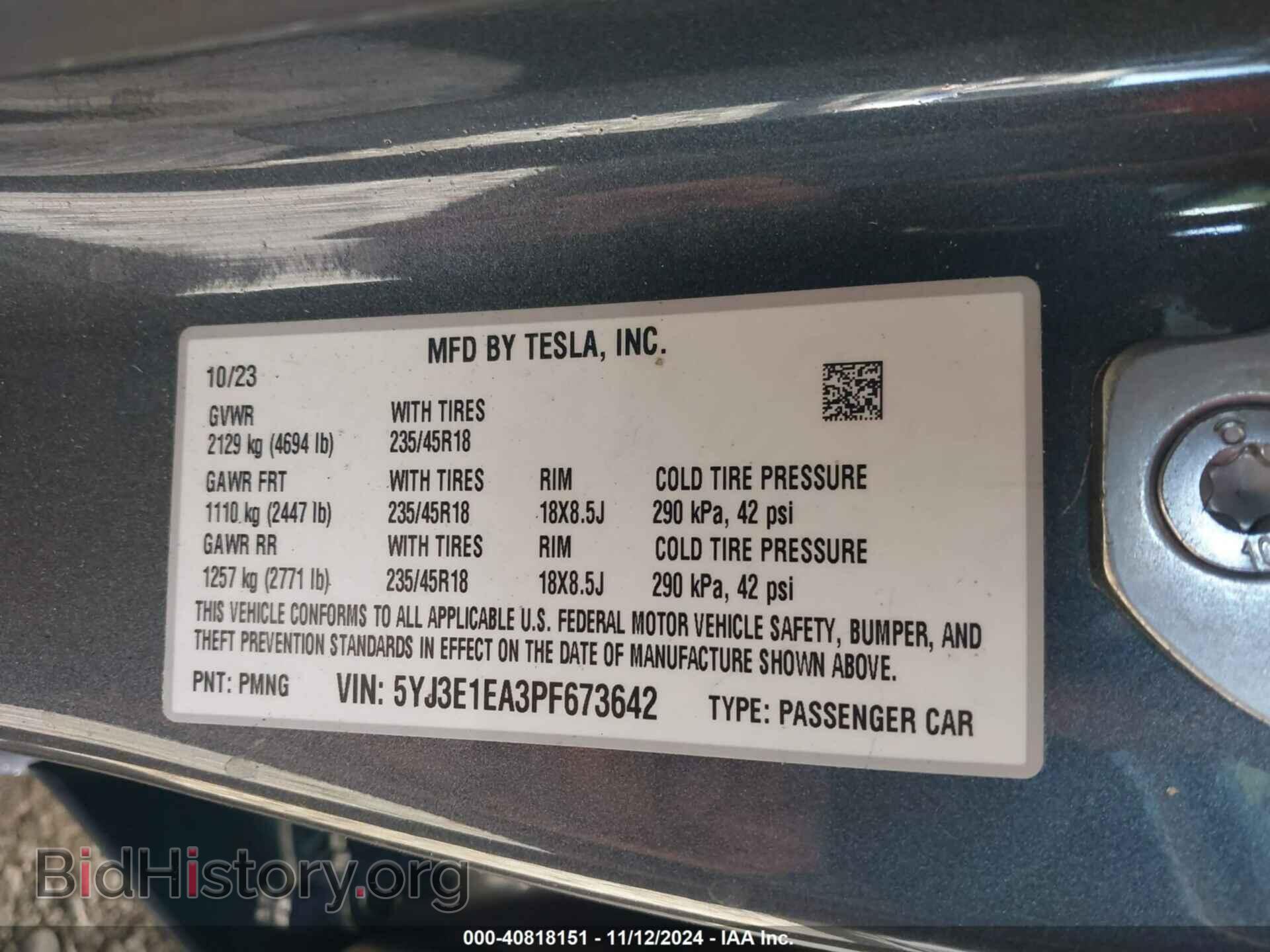 2023 TESLA MODEL 3 - VIN: 5YJ3E1EA3PF673642 - Фото 9