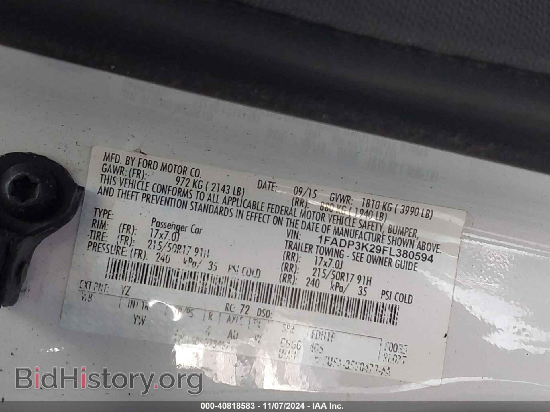2015 FORD FOCUS - VIN: 1FADP3K29FL380594 - Фото 9