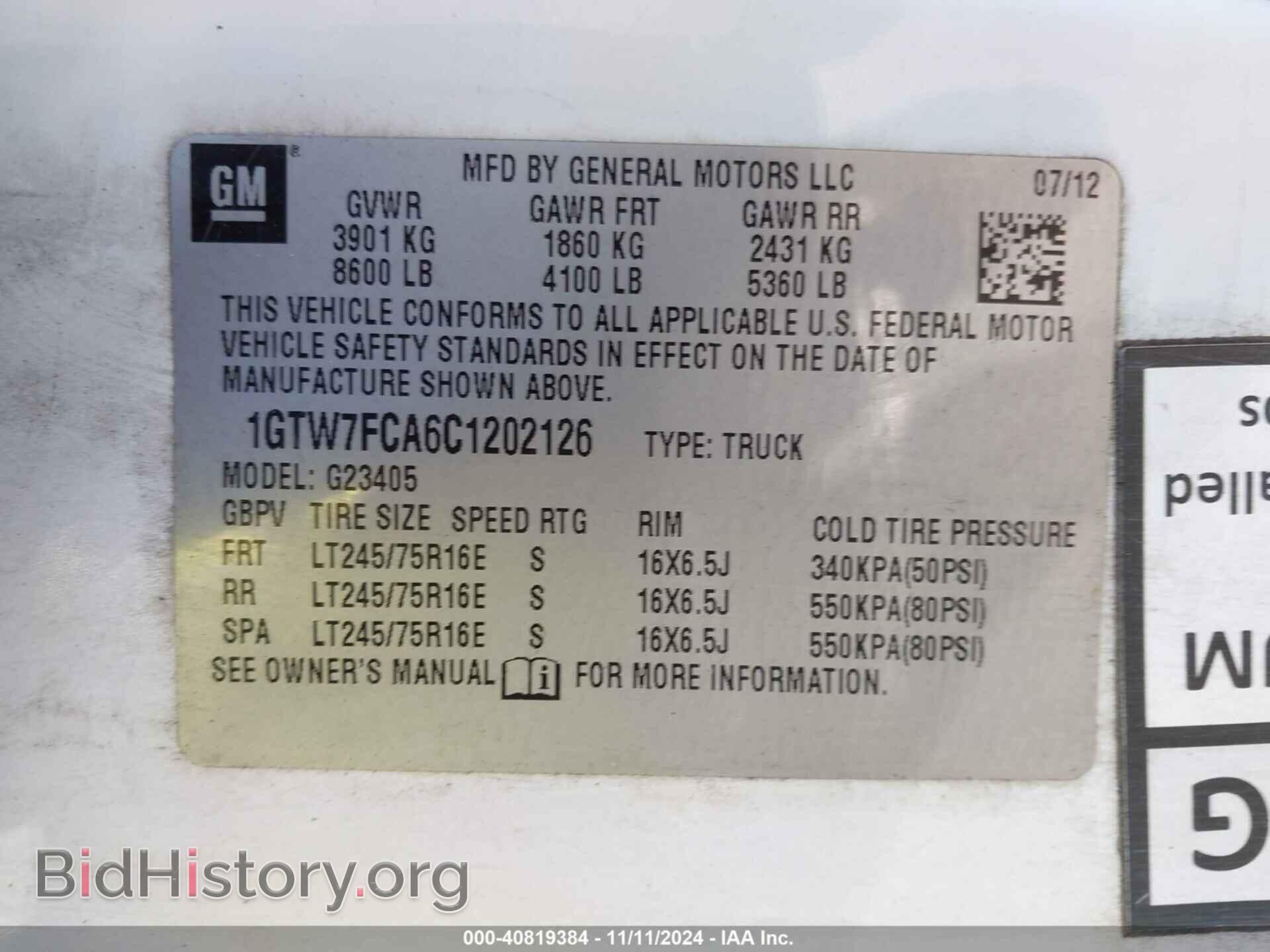 2012 GMC SAVANA - VIN: 1GTW7FCA6C1202126 - Photo 4