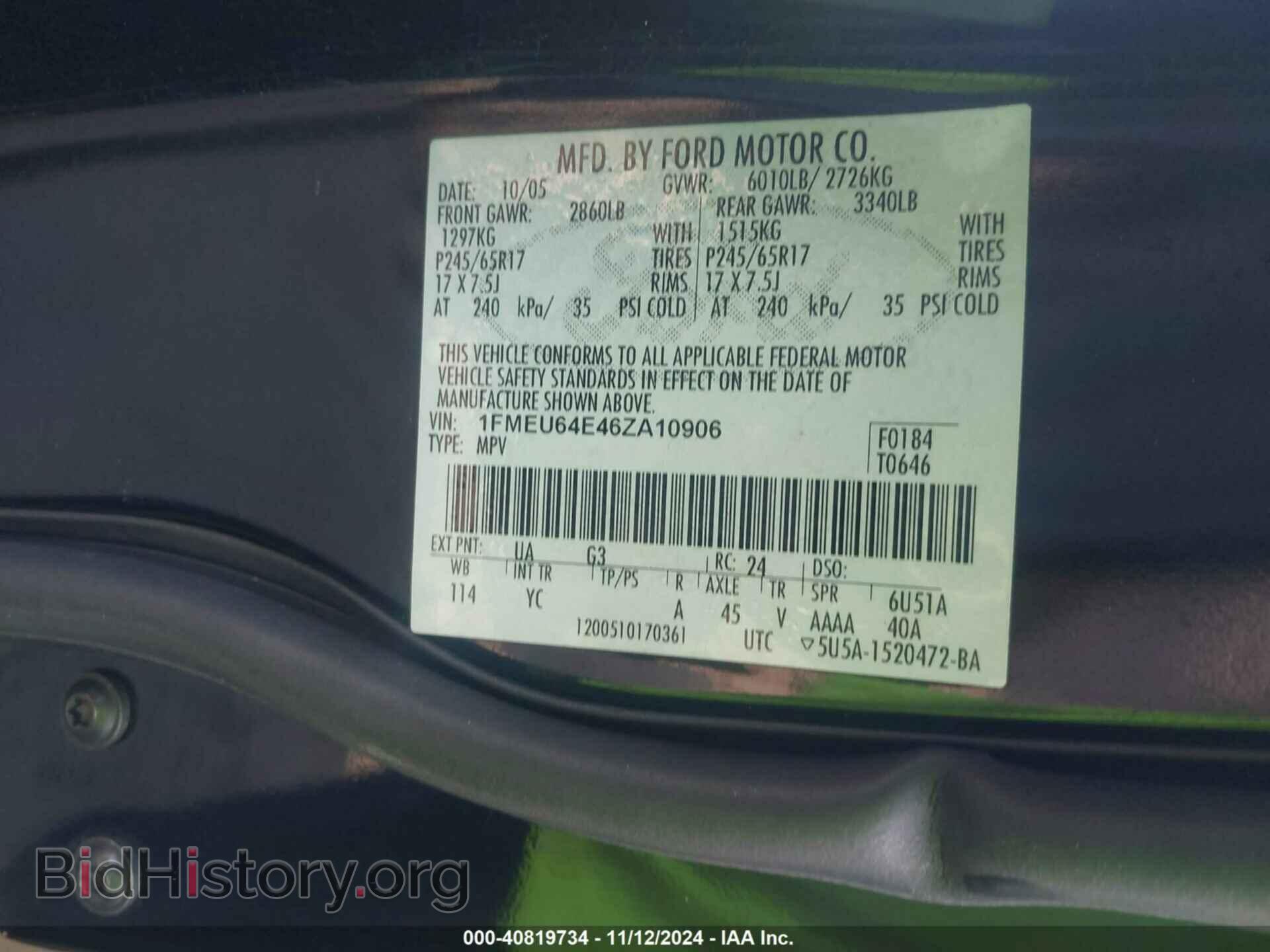 2006 FORD EXPLORER - VIN: 1FMEU64E46ZA10906 - Фото 9