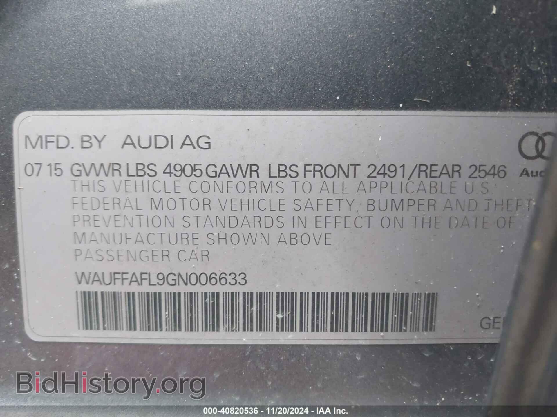 2016 AUDI A4 - VIN: WAUFFAFL9GN006633 - Фото 9