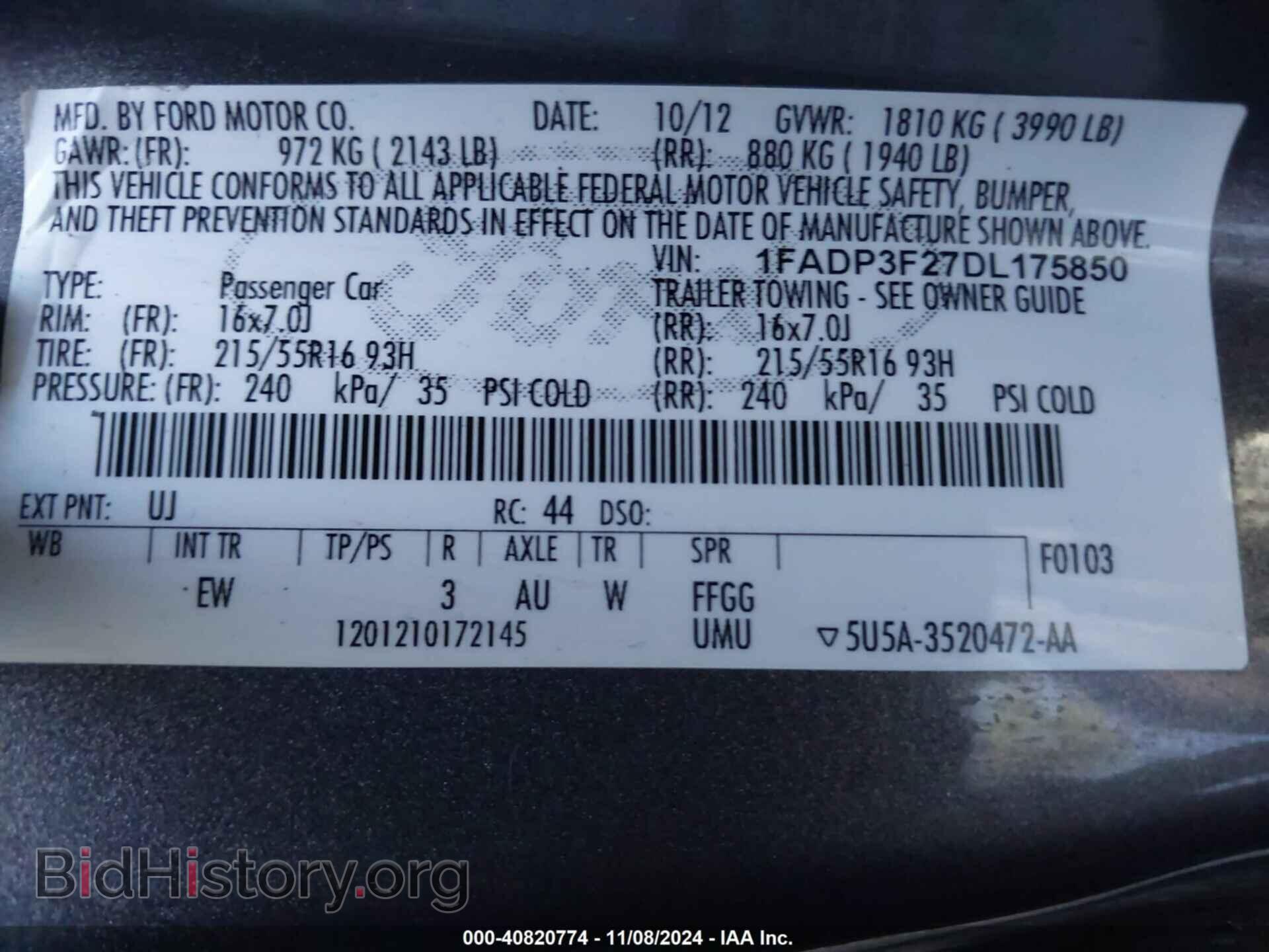 2013 FORD FOCUS - VIN: 1FADP3F27DL175850 - Фото 9