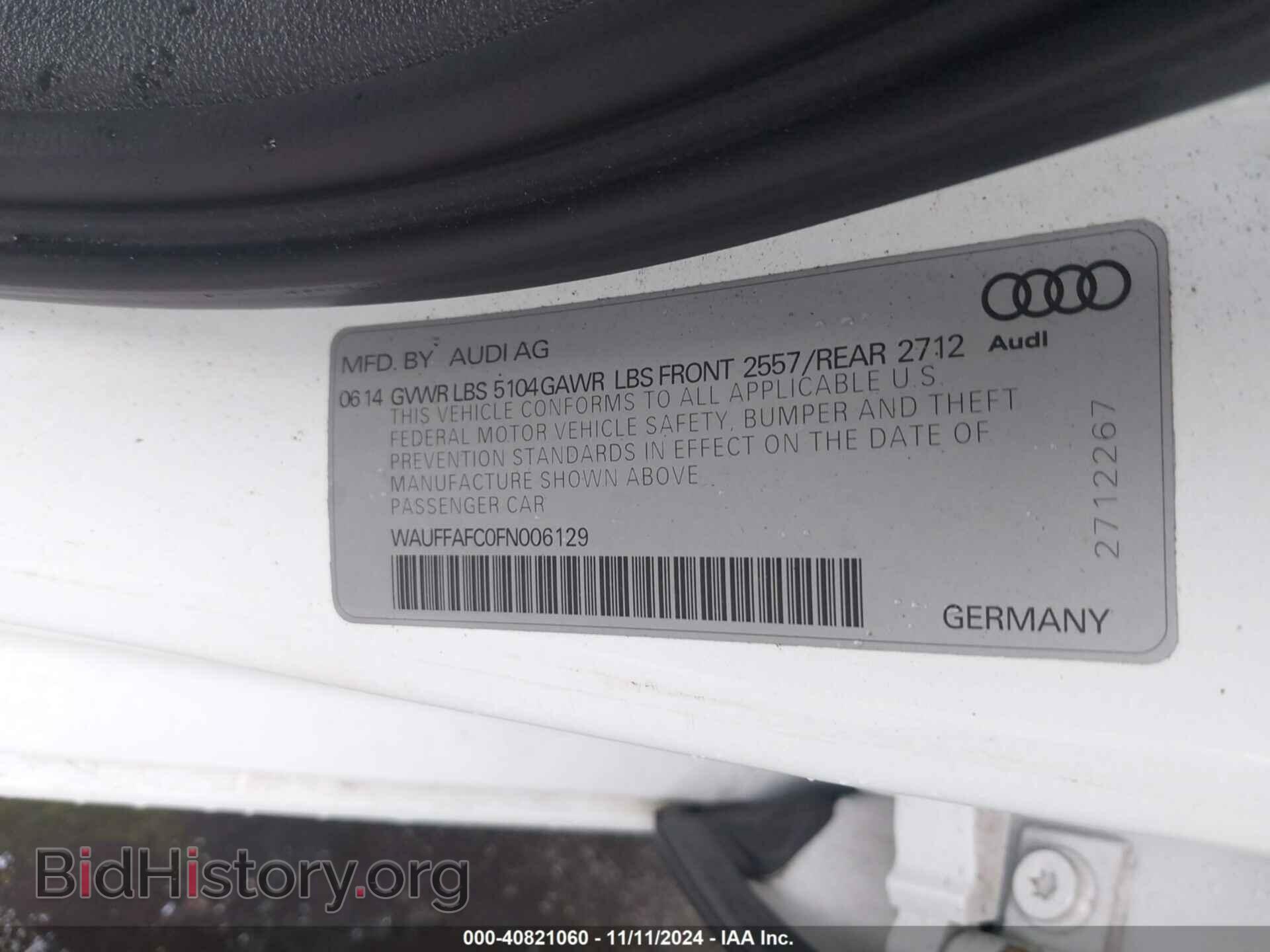 2015 AUDI A6 - VIN: WAUFFAFC0FN006129 - Фото 9