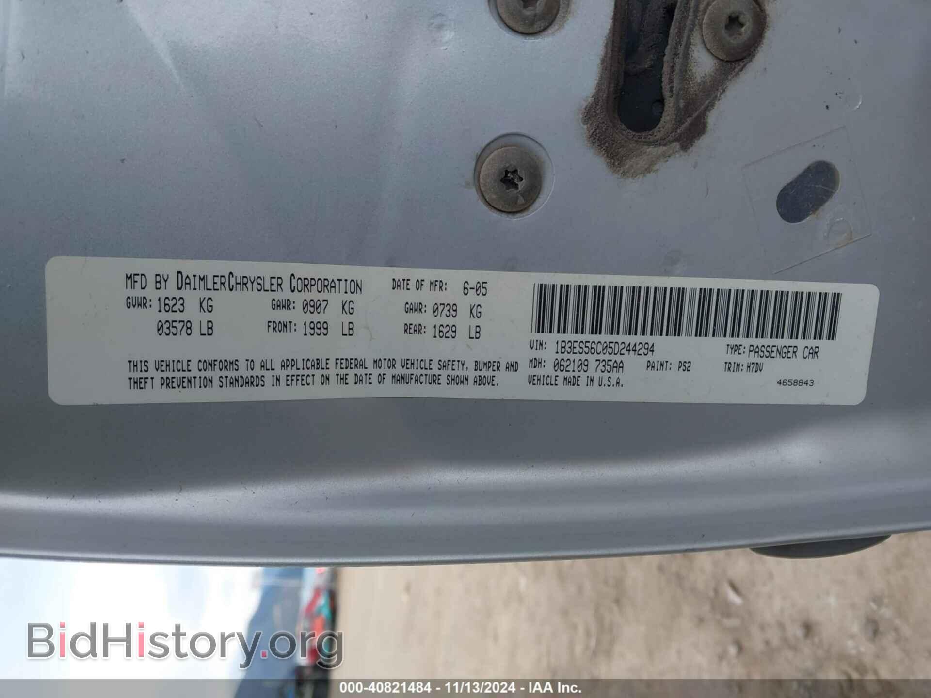2005 DODGE NEON - VIN: 1B3ES56C05D244294 - Photo 9
