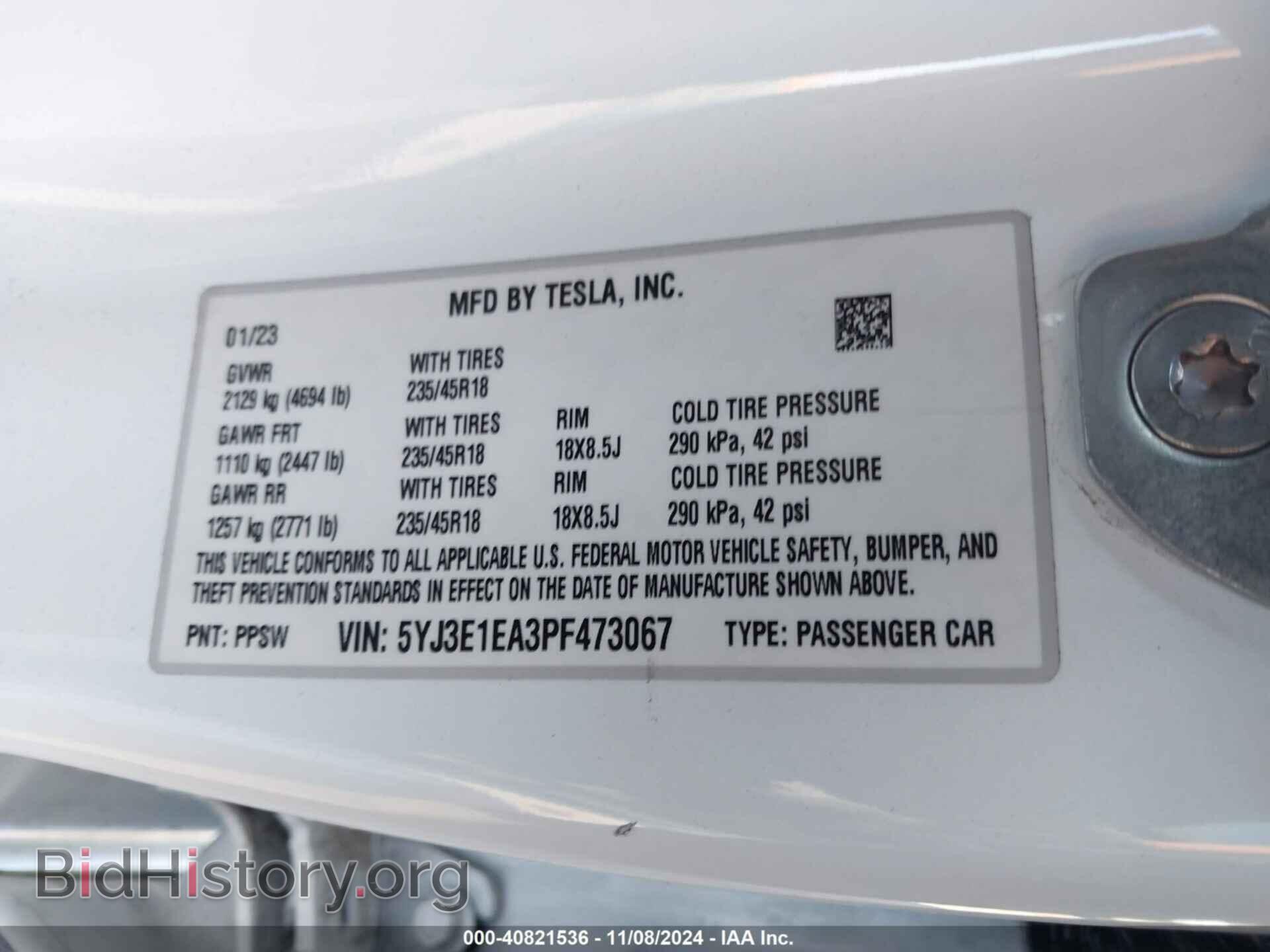 2023 TESLA MODEL 3 - VIN: 5YJ3E1EA3PF473067 - Фото 9