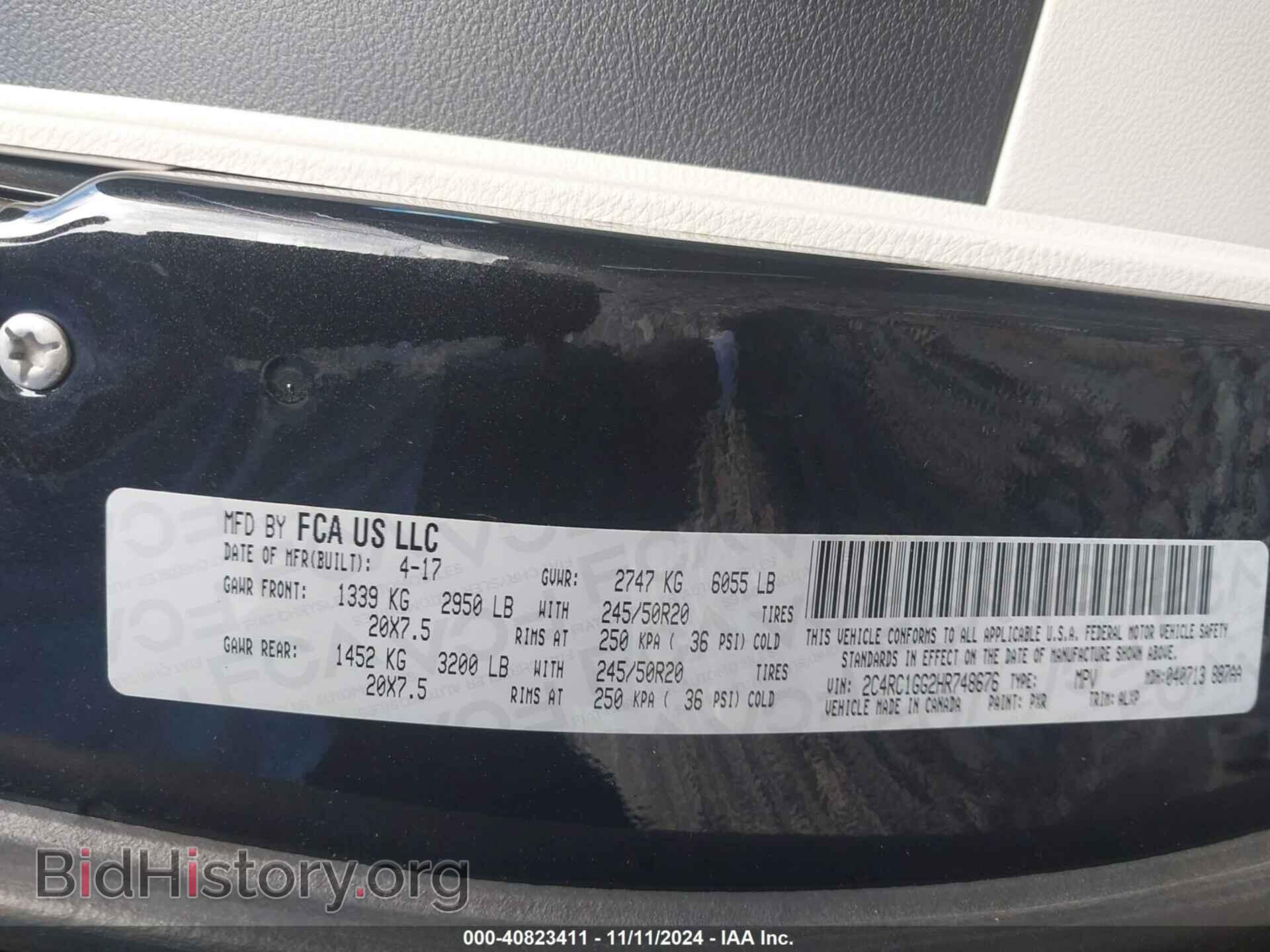 2017 CHRYSLER PACIFICA - VIN: 2C4RC1GG2HR748676 - Photo 9