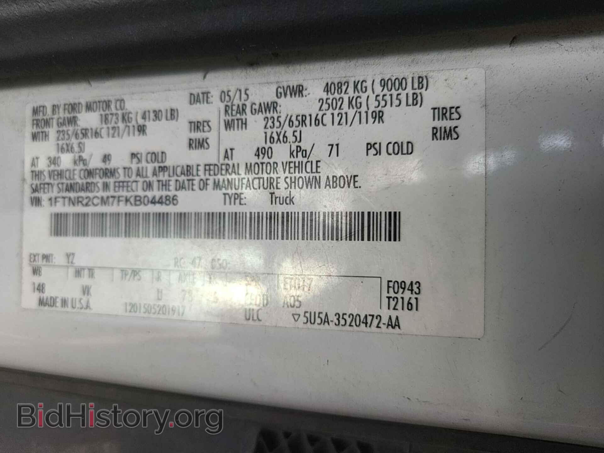 2015 FORD TRANSIT-250 - VIN: 1FTNR2CM7FKB04486 - Photo 10