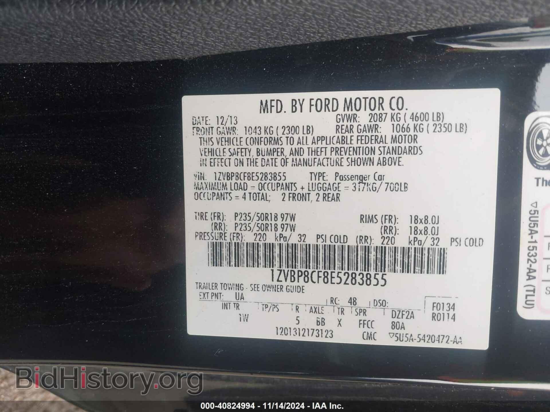 2014 FORD MUSTANG - VIN: 1ZVBP8CF8E5283855 - Фото 9